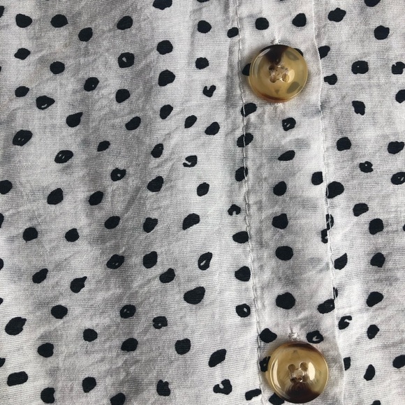 Charlie Charlie Charlotte Button Down Polka Dot Dress Medium Puffy Sleeves 80s - Picture 2 of 7
